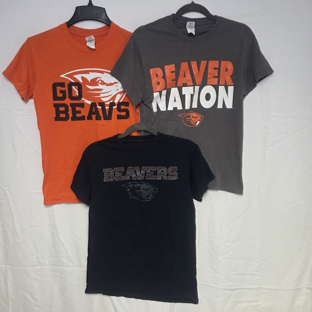 3 Pack Oregon State Beaver Nation T-Shirt Set - Orange, Gray, Black Size Medium